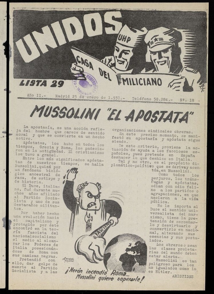 Miniatura de Unidos (Madrid, 1937) del 25 de enero de 1937