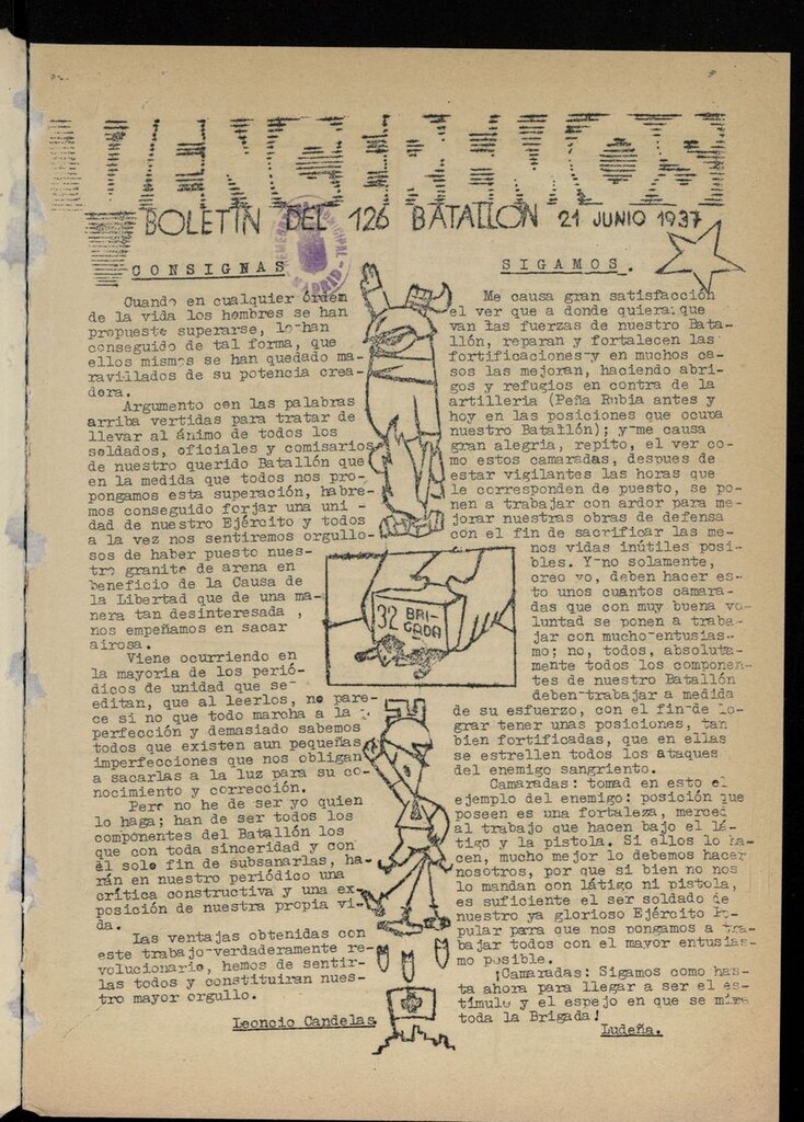 Miniatura de Venceremos: boletín del 126 batallón del 21 de junio de 1937