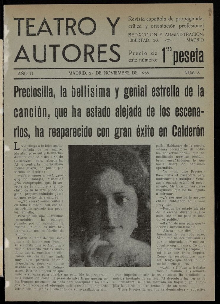 Miniatura de Teatro y Autores del 27 de noviembre de 1938