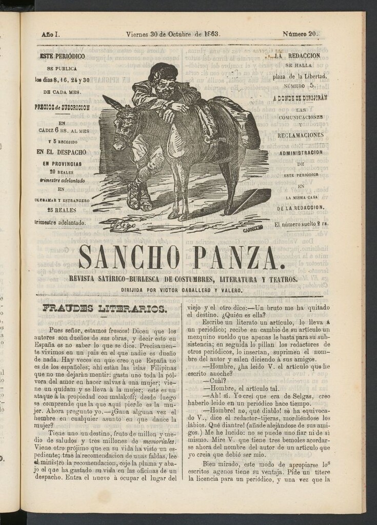 Miniatura de Sancho Panza (Cádiz) del 30 de octubre de 1863