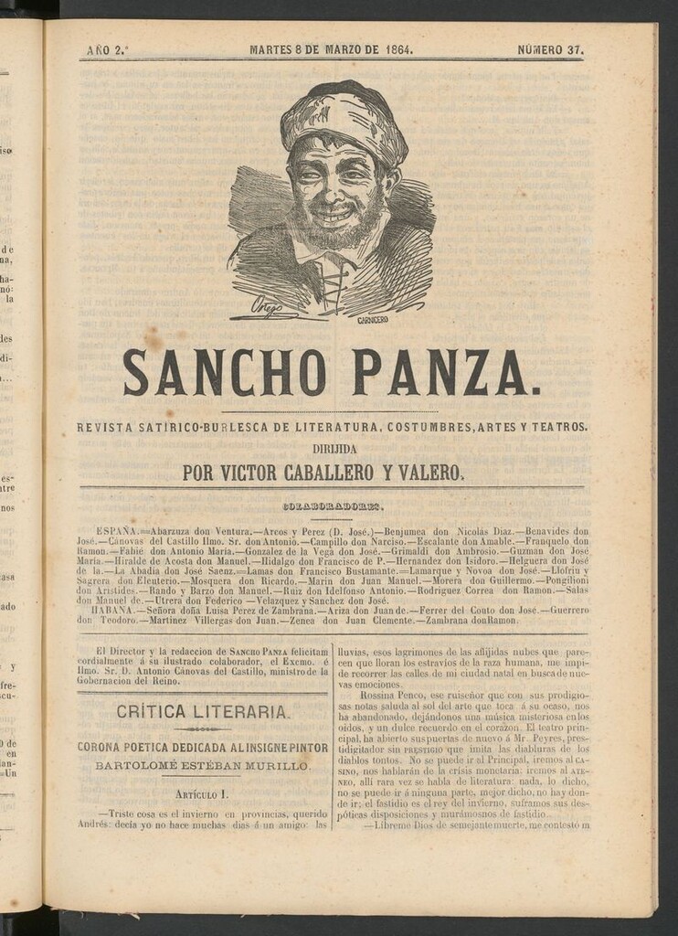 Miniatura de Sancho Panza (Cádiz) del 8 de marzo de 1864