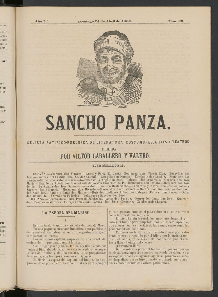 Miniatura de Sancho Panza (Cádiz) del 24 de abril de 1864