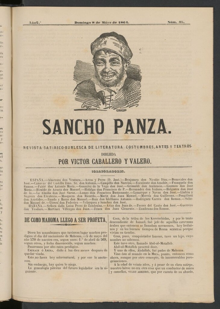 Miniatura de Sancho Panza (Cádiz) del 8 de mayo de 1864