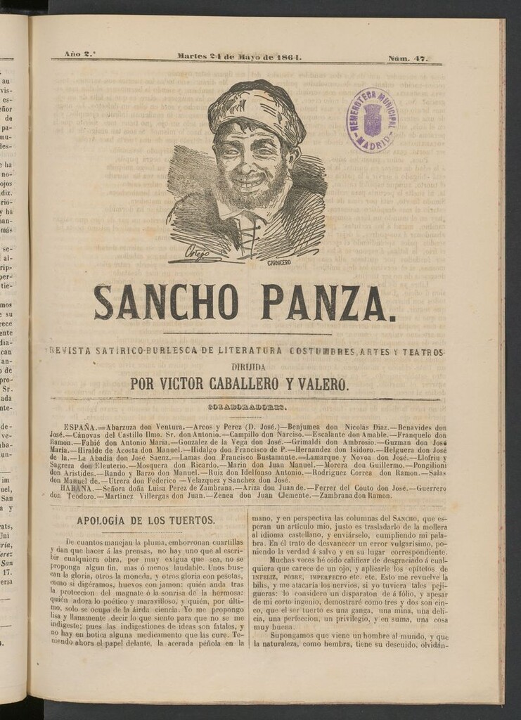 Miniatura de Sancho Panza (Cádiz) del 24 de mayo de 1864