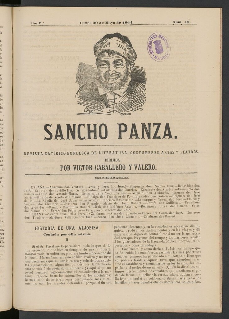 Miniatura de Sancho Panza (Cádiz) del 30 de mayo de 1864