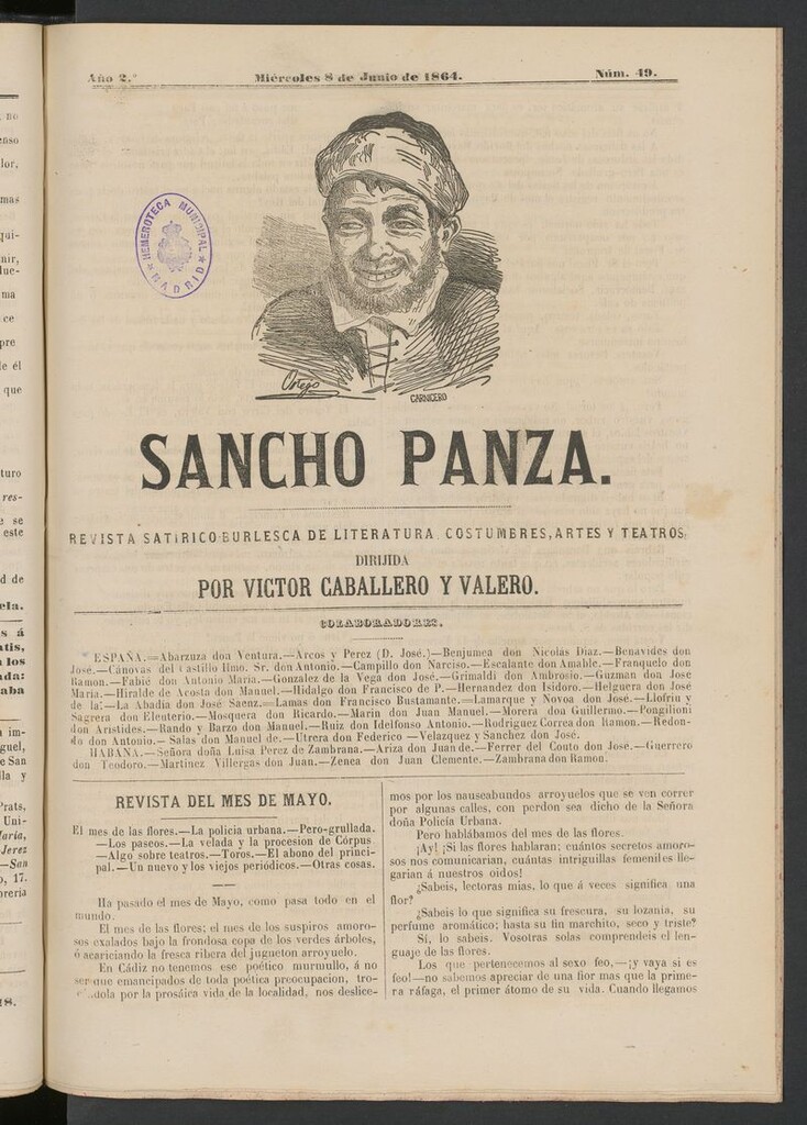 Miniatura de Sancho Panza (Cádiz) del 8 de junio de 1864