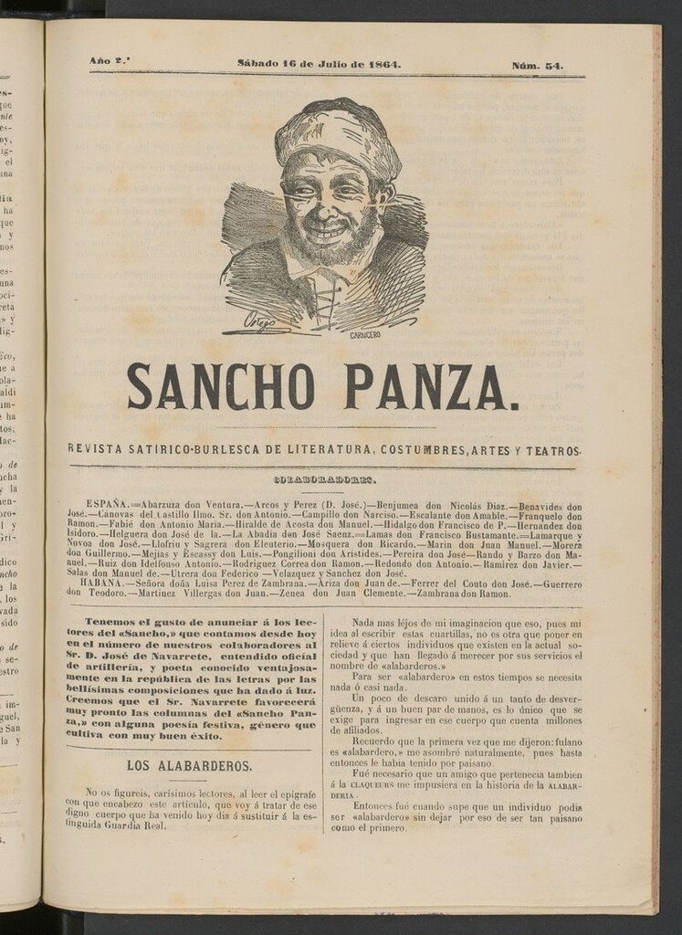 Miniatura de Sancho Panza (Cádiz) del 16 de julio de 1864