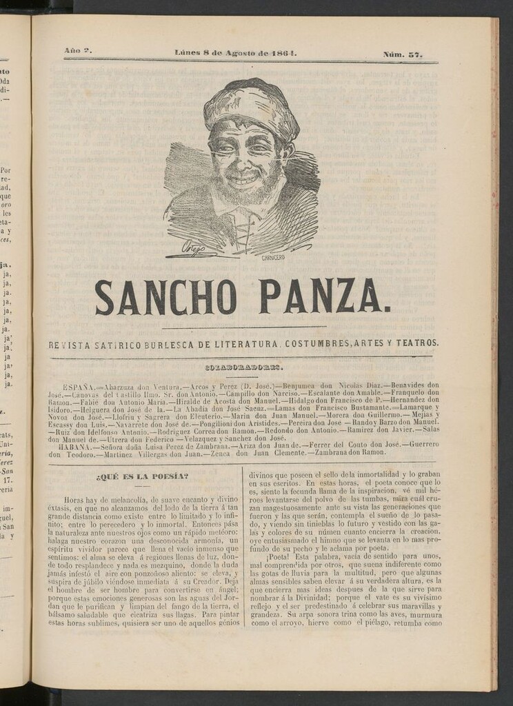 Miniatura de Sancho Panza (Cádiz) del 8 de agosto de 1864
