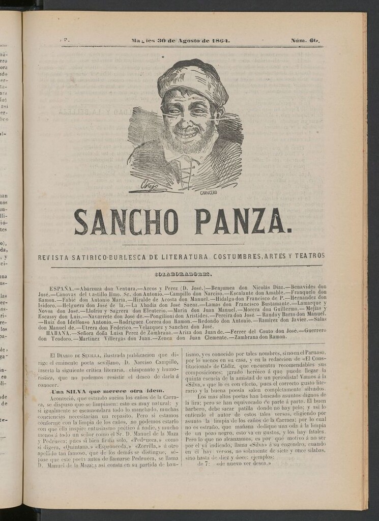 Miniatura de Sancho Panza (Cádiz) del 30 de agosto de 1864