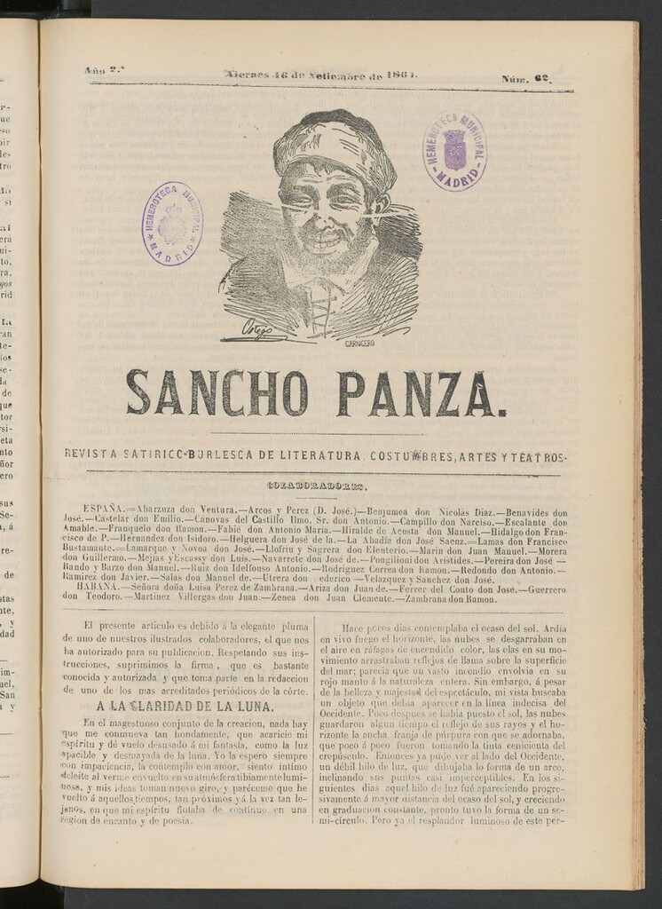Miniatura de Sancho Panza (Cádiz) del 16 de septiembre de 1864
