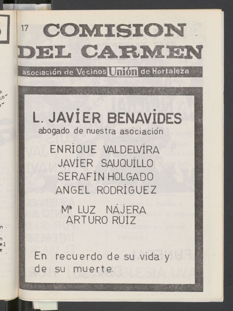 Miniatura de Boletín de la Asociación de Vecinos de Hortaleza: Comisión del Carmen 17