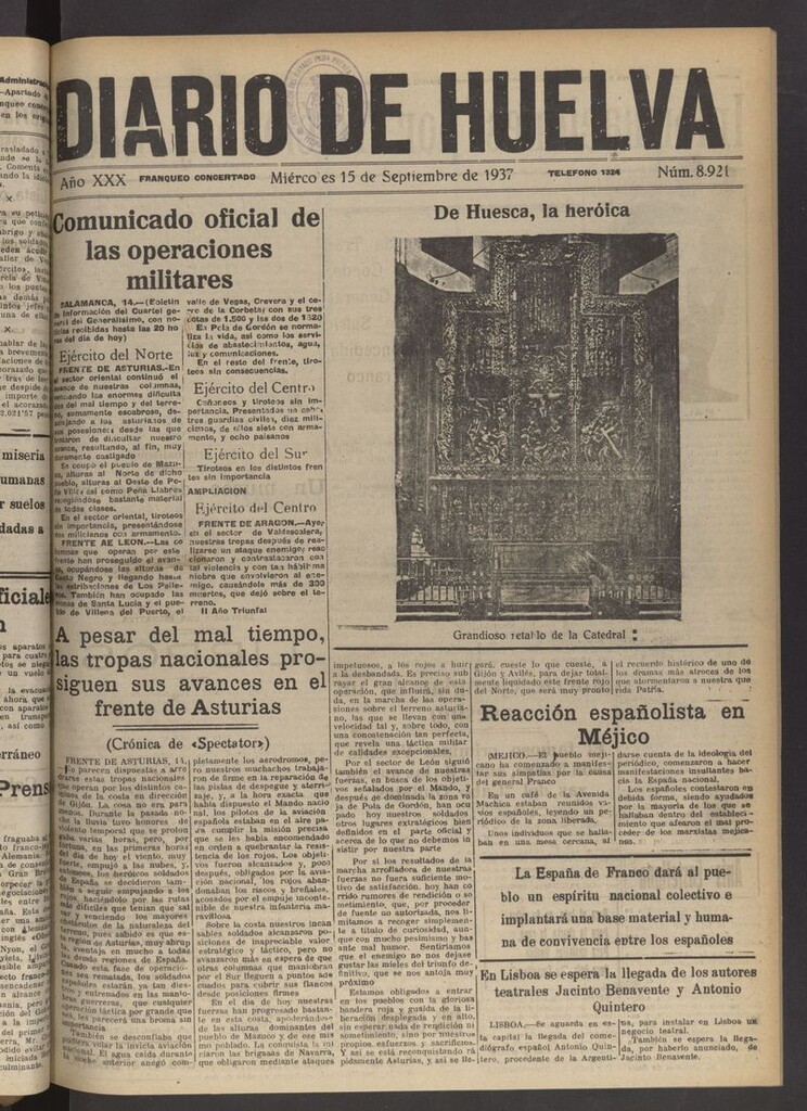 Miniatura de Diario de Huelva : periódico independiente del 15 de septiembre de 1937