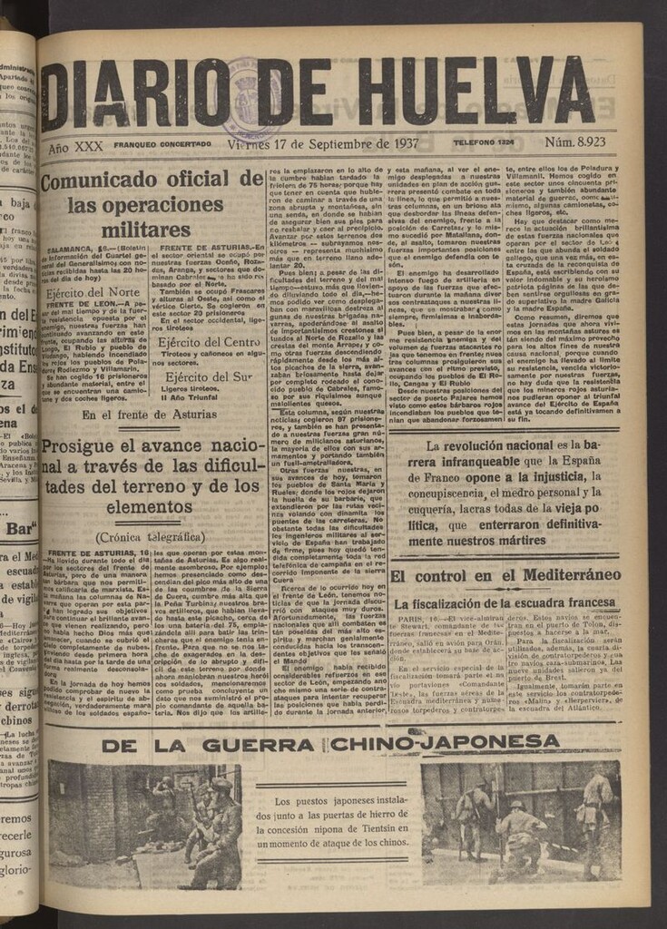 Miniatura de Diario de Huelva : periódico independiente del 17 de septiembre de 1937