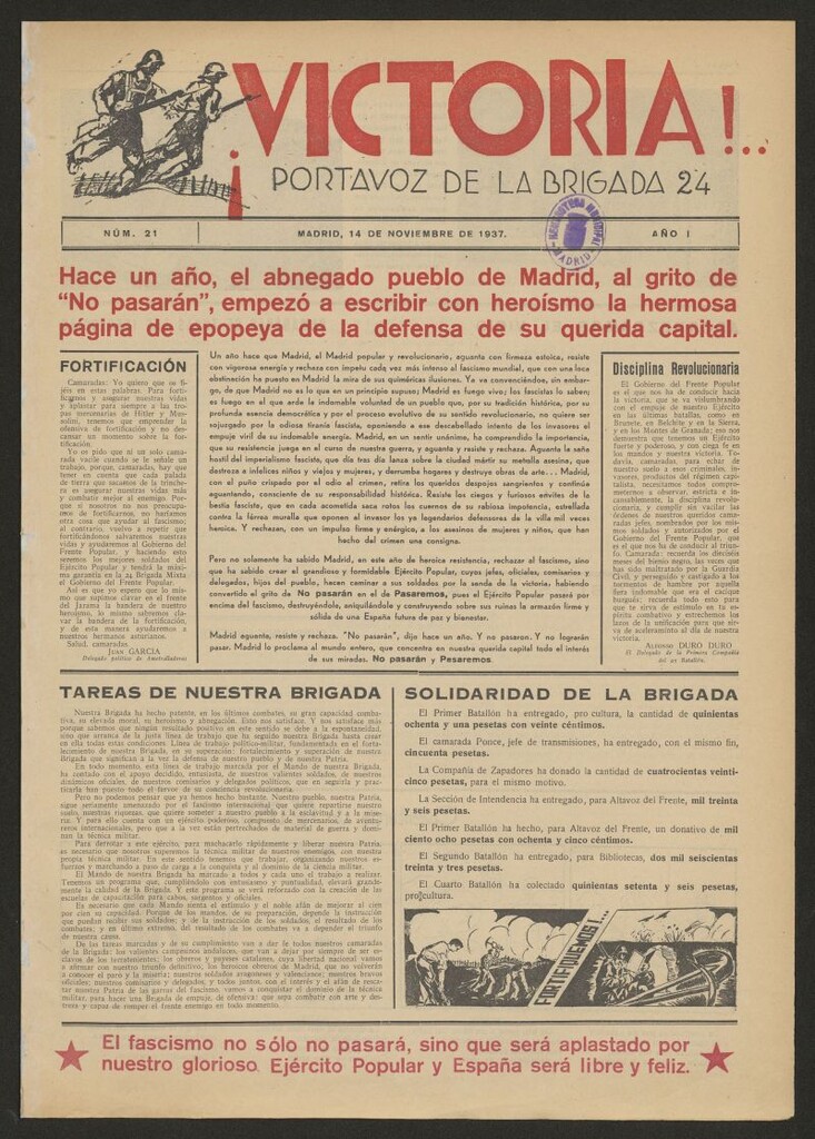 Miniatura de ¡Victoria! : órgano de la 24 Brigada Mixta del 14 de noviembre de 1937
