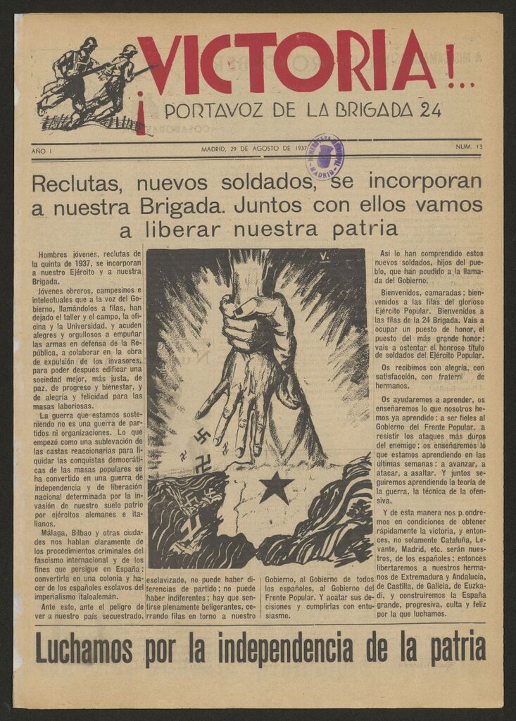 Miniatura de ¡Victoria! : órgano de la 24 Brigada Mixta del 29 de agosto de 1937