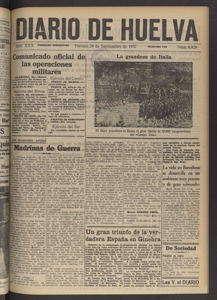 Miniatura de Diario de Huelva : periódico independiente del 24 de septiembre de 1937