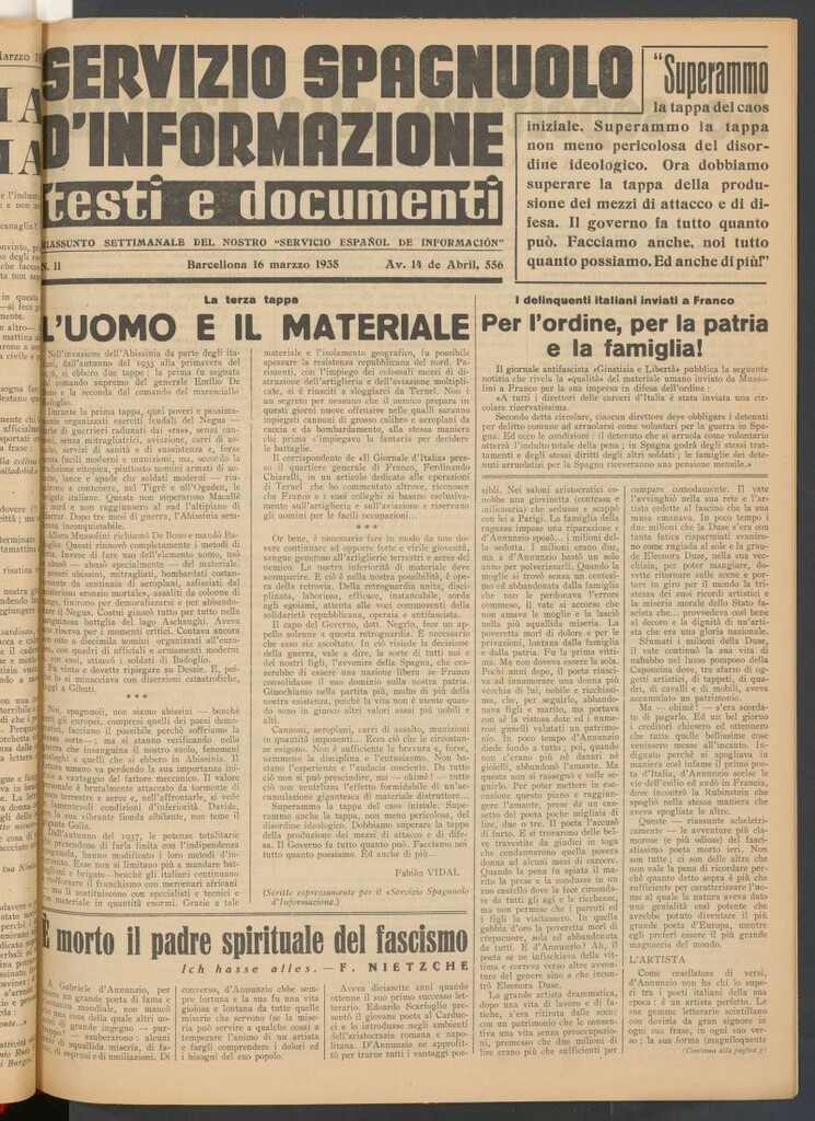 Miniatura de Servizio Spagnuolo d`Informazione : testi e documenti 16 marzzo 1938