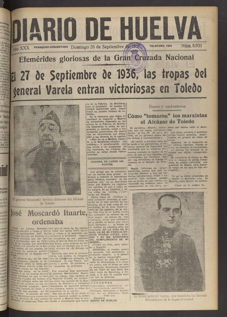 Miniatura de Diario de Huelva : periódico independiente del 26 de septiembre de 1937
