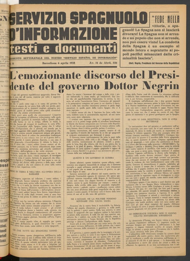 Miniatura de Servizio Spagnuolo d`Informazione : testi e documenti 6 aprile 1938