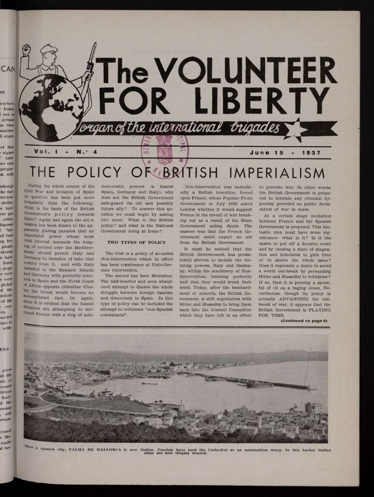 Miniatura de The Volunteer for Liberty : Organ of the International Brigades. June 15, 1937