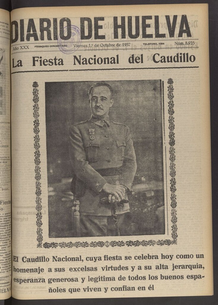 Miniatura de Diario de Huelva : periódico independiente del 1 de octubre de 1937
