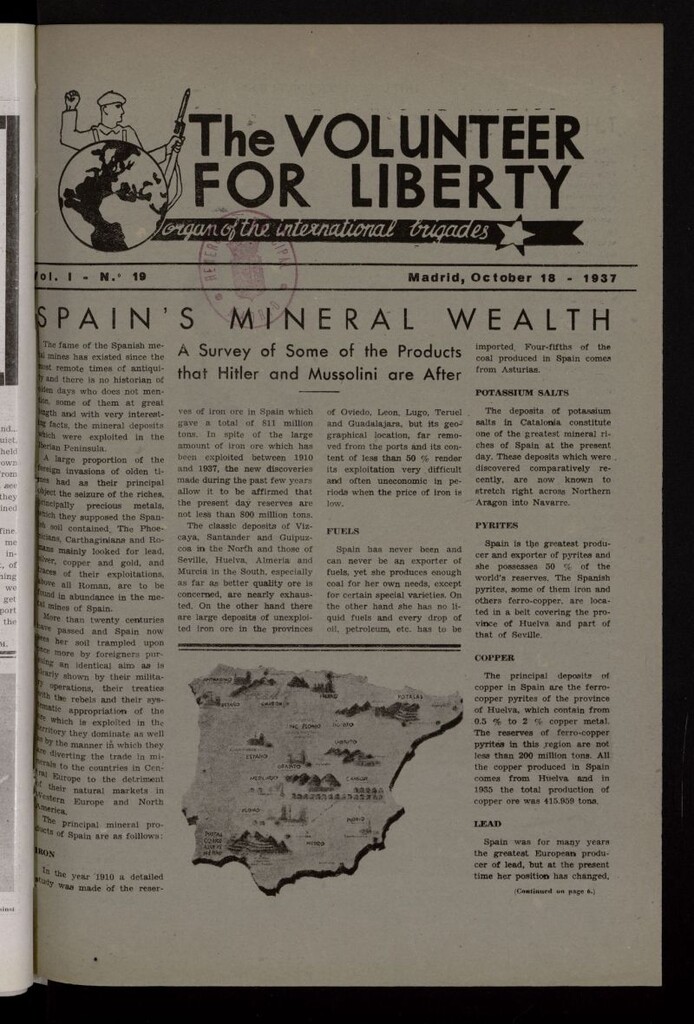 Miniatura de The Volunteer for Liberty : Organ of the International Brigades. October 18, 1937
