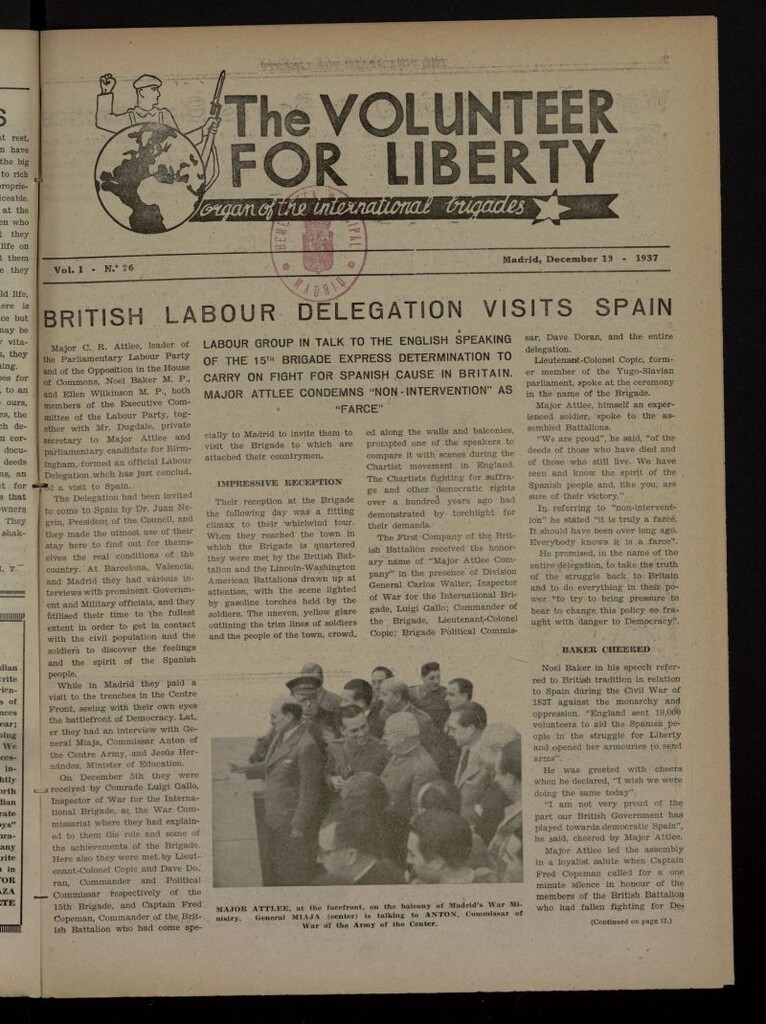 Miniatura de The Volunteer for Liberty : Organ of the International Brigades. December 13, 1937
