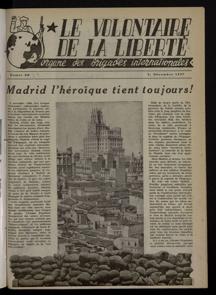 Miniatura de Le Volontaire de la Liberté : Organe des Brigades Internationales. 3 Decembre, 1937