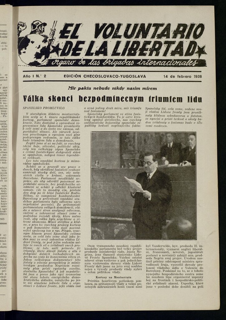 Miniatura de El Voluntario de la Libertad : Organo de las Brigadas Internacionales del 14 de febrero de 1938