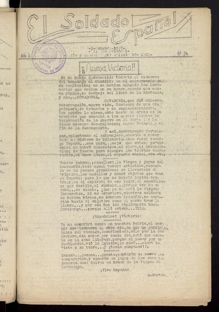 Miniatura de Soldado español del 3 de octubre de 1937