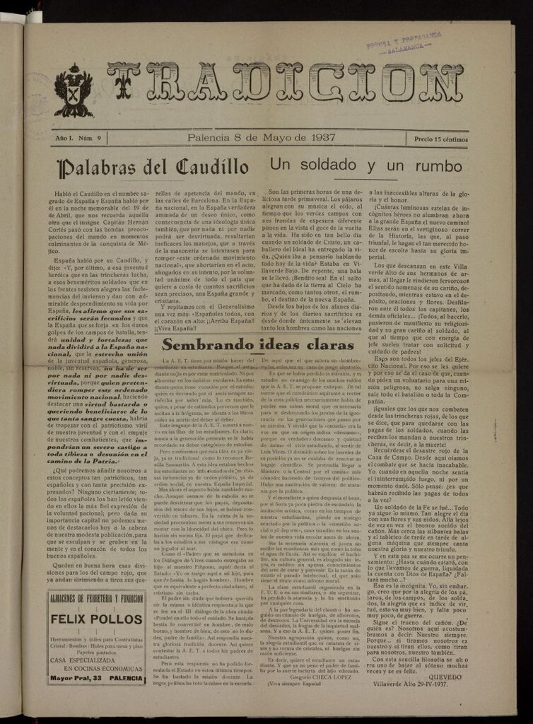 Miniatura de Tradición : semanario carlista del 8 de mayo de 1937