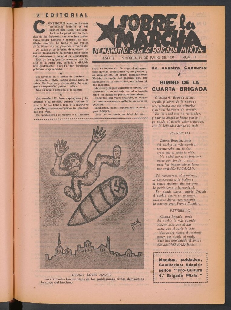 Miniatura de Sobre la marcha : semanario de la Columna Romero del 14 de junio de 1937