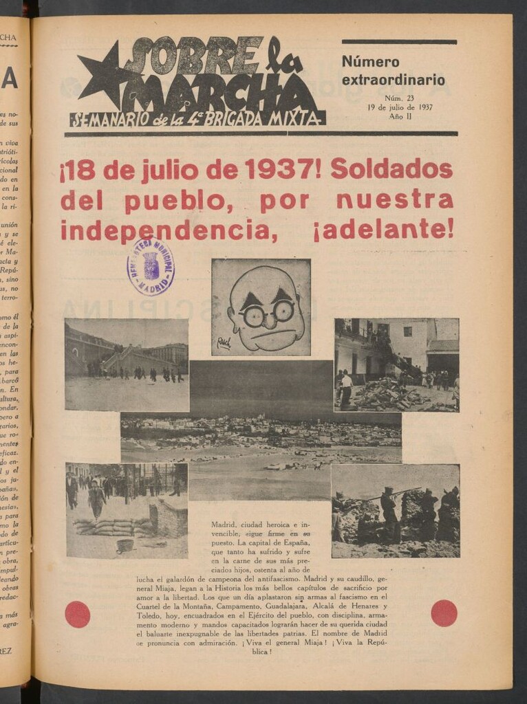 Miniatura de Sobre la marcha : semanario de la Columna Romero del 19 de julio de 1937