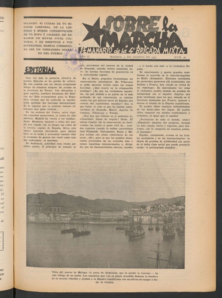 Miniatura de Sobre la marcha : semanario de la Columna Romero del 9 de agosto de 1937
