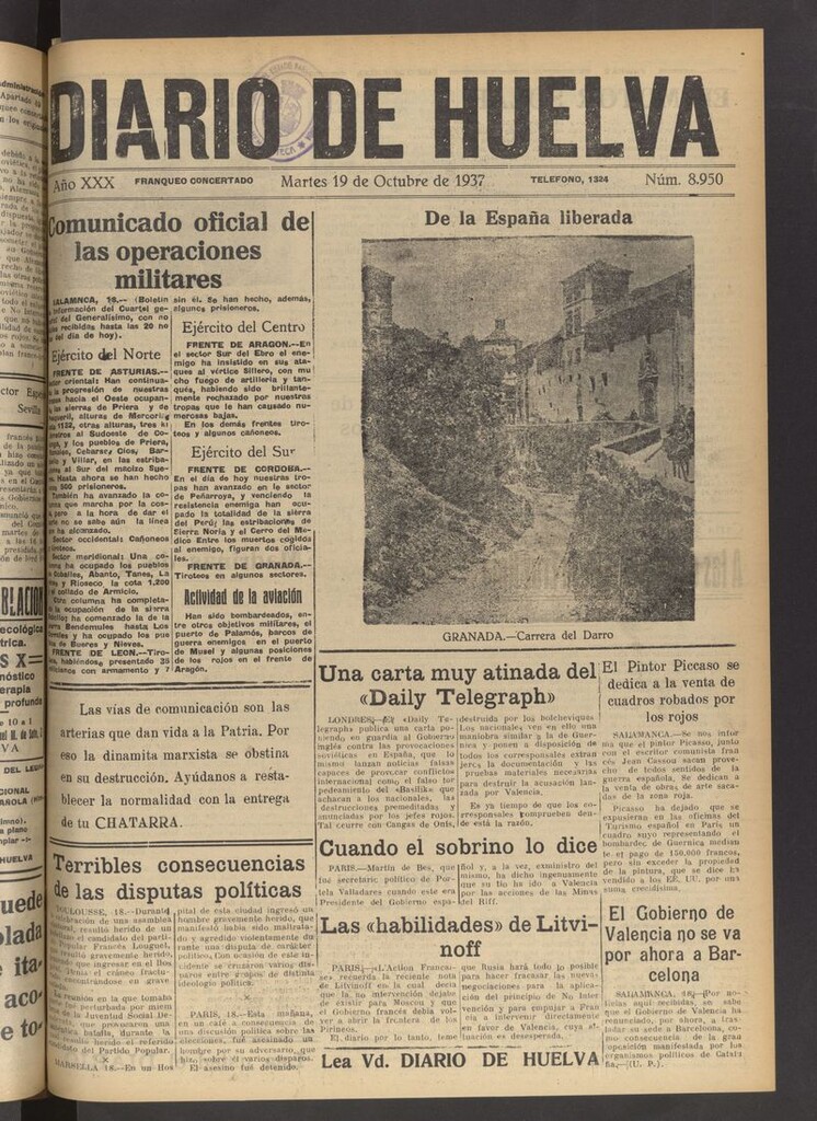 Miniatura de Diario de Huelva : periódico independiente del 19 de octubre de 1937