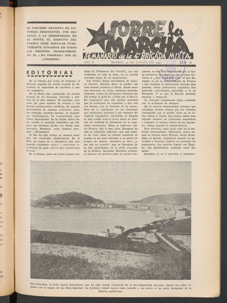 Miniatura de Sobre la marcha : semanario de la Columna Romero del 23 de agosto de 1937