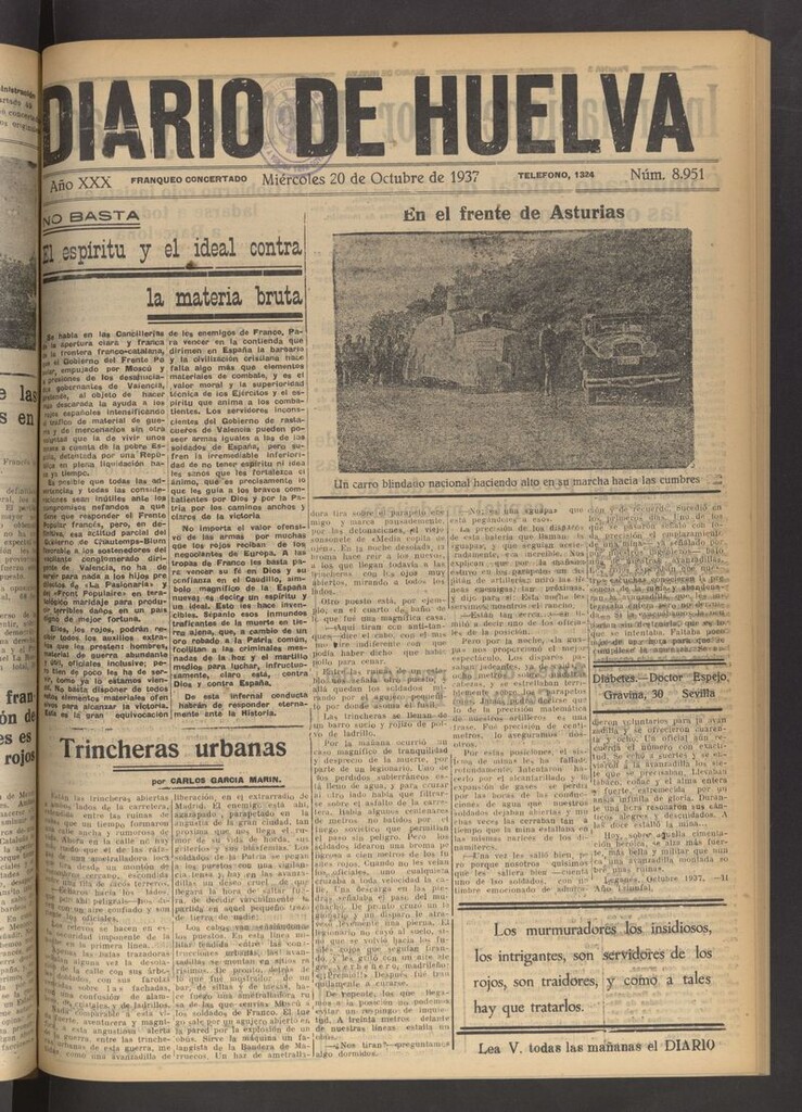 Miniatura de Diario de Huelva : periódico independiente del 20 de octubre de 1937