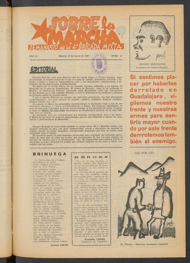 Miniatura de Sobre la marcha : semanario de la Columna Romero del 25 de marzo de 1937