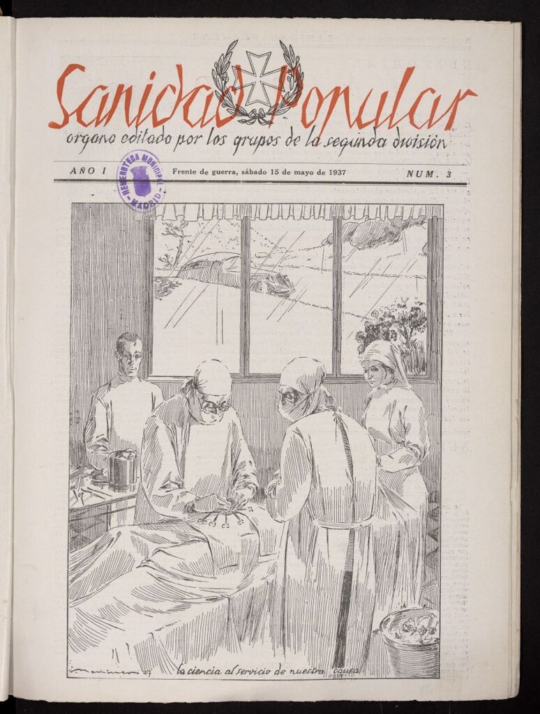 Miniatura de Sanidad popular : órgano editado por los grupos de la Segunda División del 15 de mayo de 1937