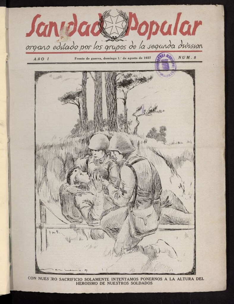 Miniatura de Sanidad popular : órgano editado por los grupos de la Segunda División del 1 de agosto de 1937