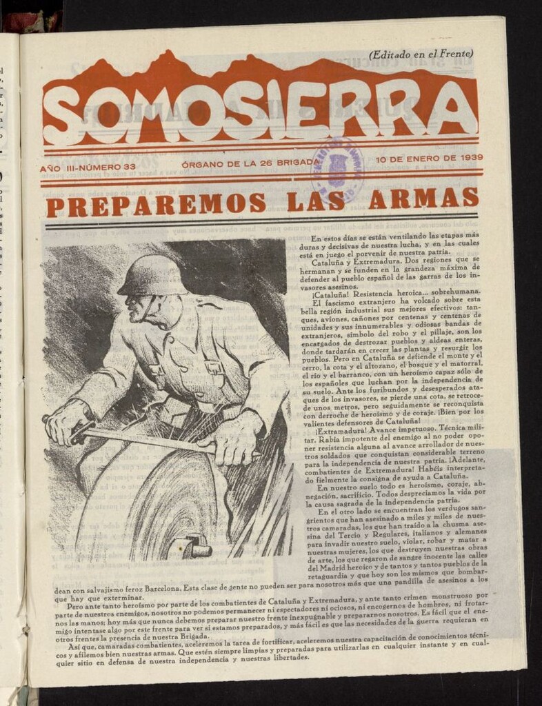 Miniatura de Somosierra : órgano de la 26 brigada del 10 de enero de 1939