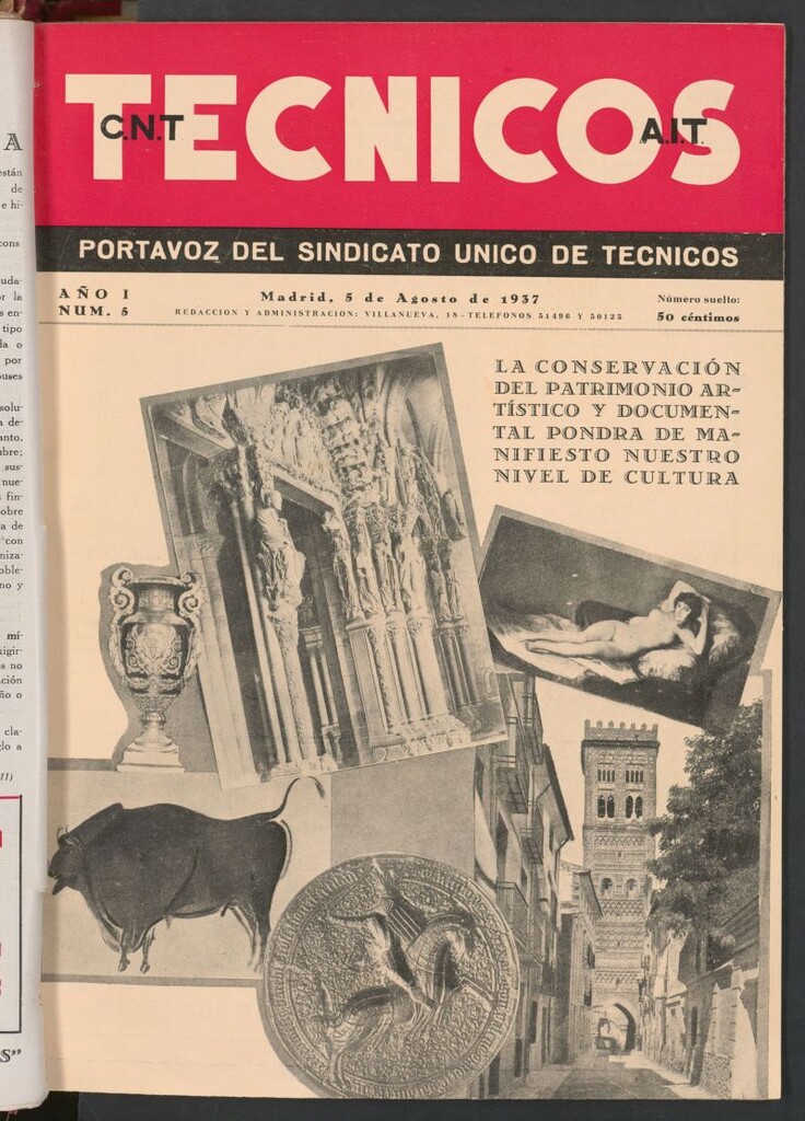 Miniatura de Técnicos : portavoz del Sindicato Único de Técnicos, C.N.T.-A.I.T. del 5 de agosto de 1937