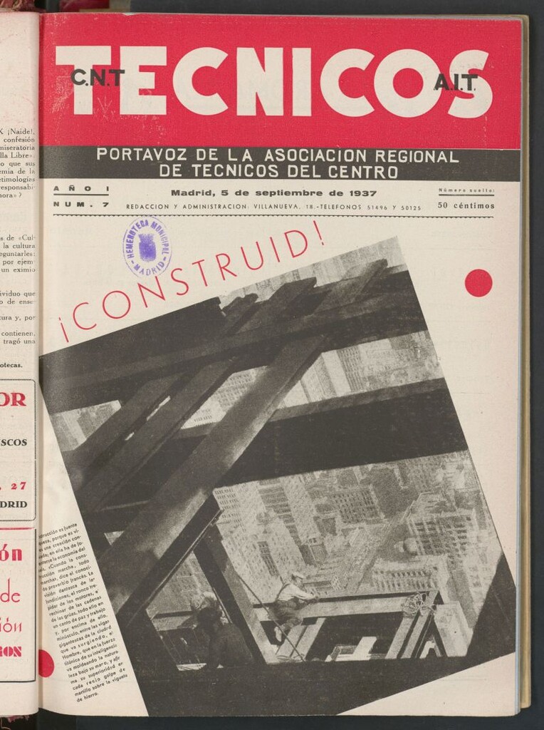 Miniatura de Técnicos : portavoz del Sindicato Único de Técnicos, C.N.T.-A.I.T. del 5 de septiembre de 1937
