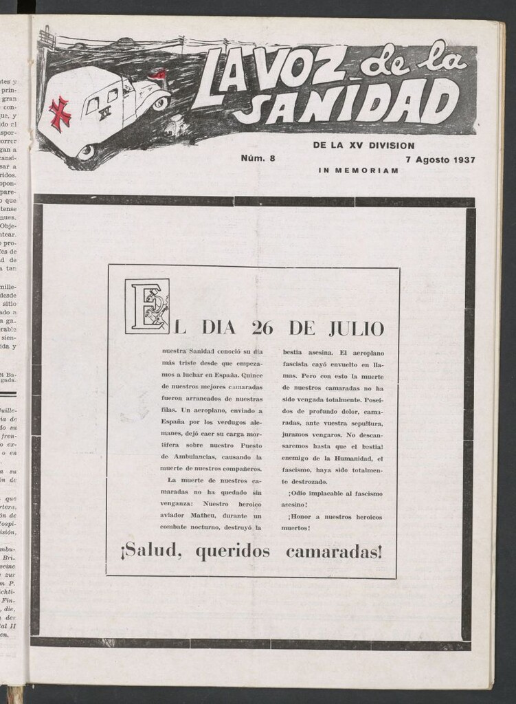 Miniatura de La Voz de la Sanidad de la XV División del 7 de agosto de 1937