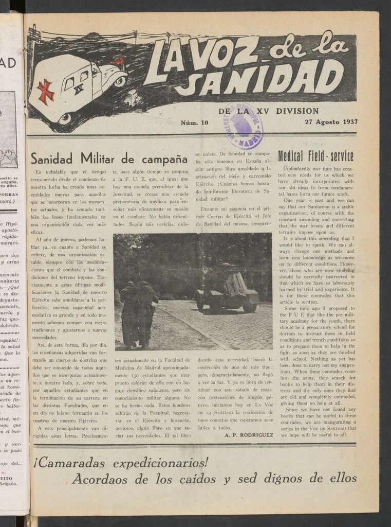 Miniatura de La Voz de la Sanidad de la XV División del 27 de agosto de1937