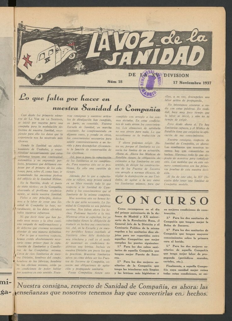 Miniatura de La Voz de la Sanidad de la XV División del 17 de noviembre de 1937