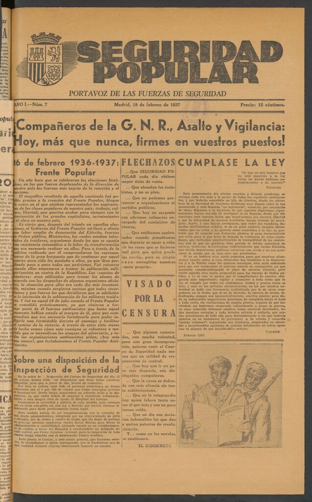 Miniatura de Seguridad popular : portavoz de las Fuerzas de Seguridad del 18 de febrero de 1937