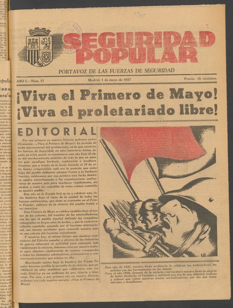 Miniatura de Seguridad popular : portavoz de las Fuerzas de Seguridad del 1 de mayo de 1937