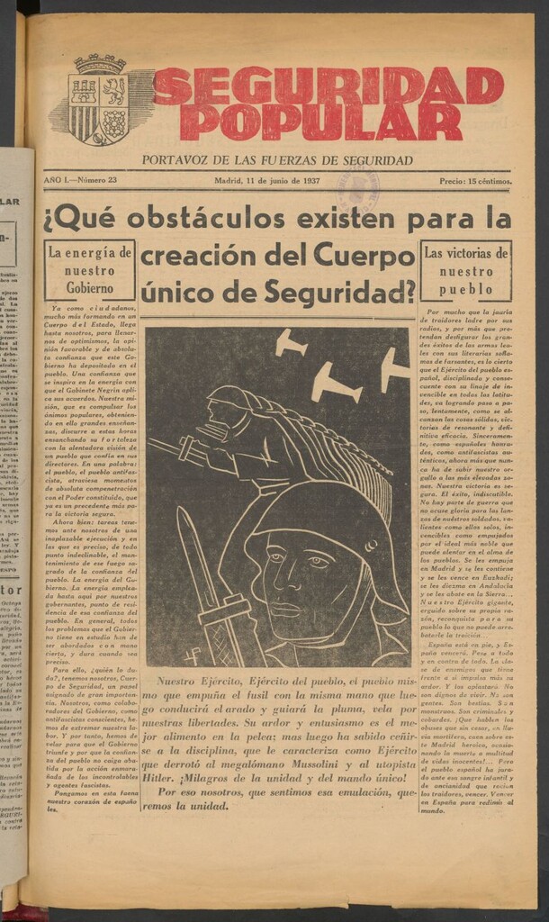 Miniatura de Seguridad popular : portavoz de las Fuerzas de Seguridad del 11 de junio de 1937