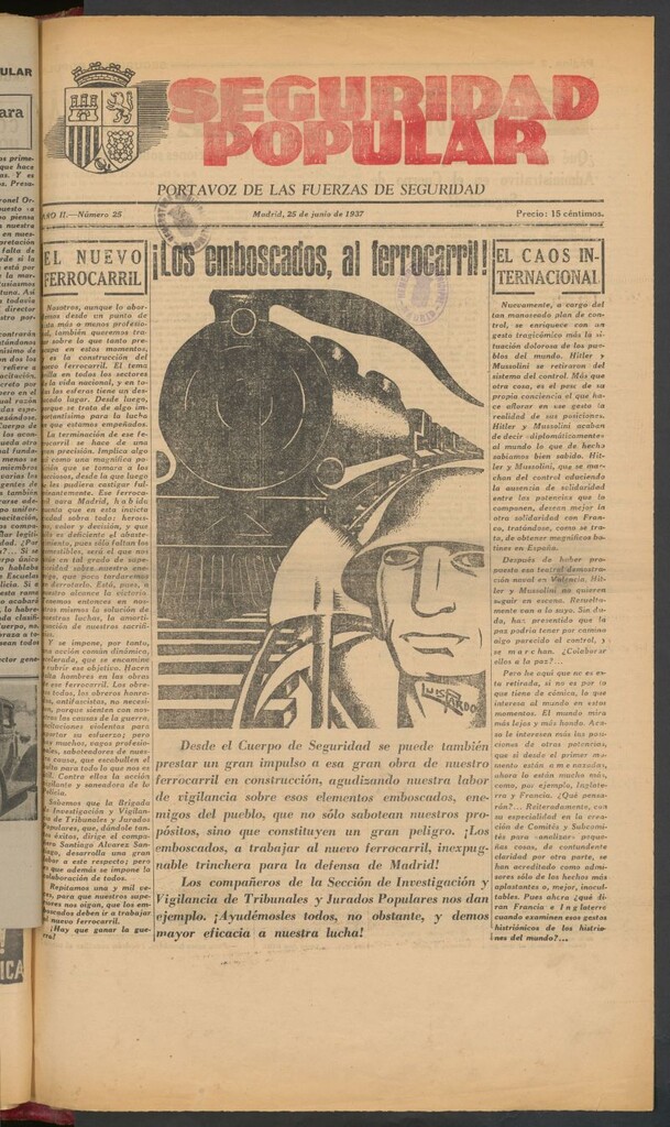 Miniatura de Seguridad popular : portavoz de las Fuerzas de Seguridad del 25 de junio de 1937